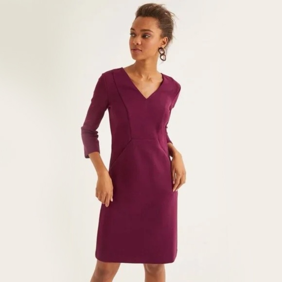 Boden Rich Purple Long Sleeve Dress - Picture 1 of 11
